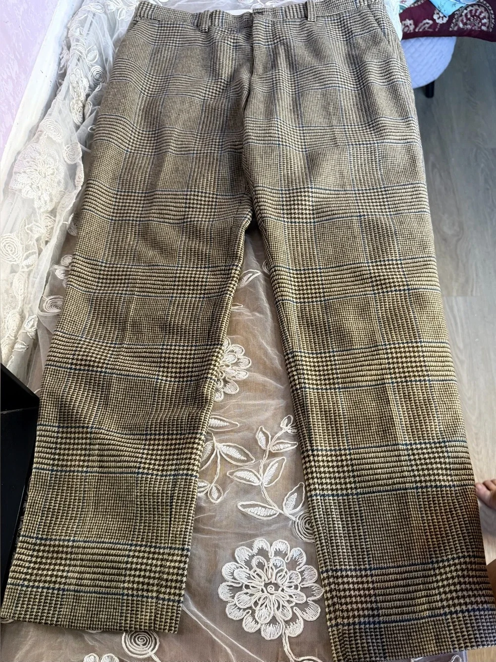 Zara Brown Glen Plaid Dress Trousers